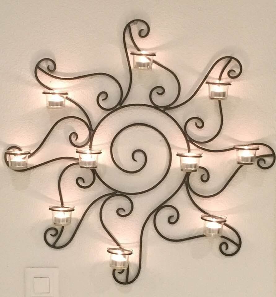 Portacandele: Wand - Kerzenständer Sonne mit Metall + Glas – Usato da Rudolfstetten venduto da Stellina1975