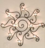 Wand - Kerzenständer Sonne mit Metall + Glas