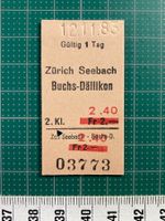 Zürich Seebach - Buchs-Dällikon, altes Bahn Billett, SBB