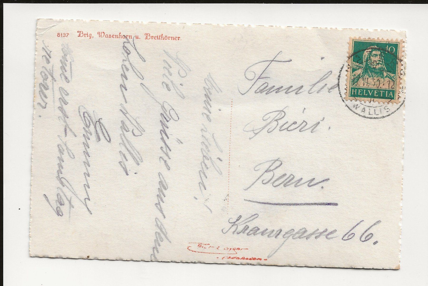 Cartoline postali: AK 1930  Brig , Wasenhorn u. Breithörner – Usato da Greifensee venduto da 315WDO 1