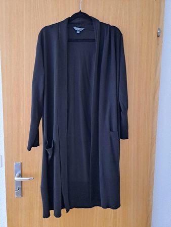 Schwarzer langer Cardigan, Jacke, Grösse 0X 14W (ca. 46)