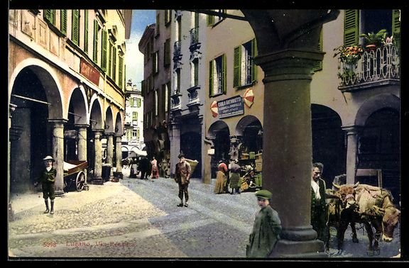 Cartoline postali: AK Lugano, Via Pessina – Usato da Berlin venduto da bartko-reher