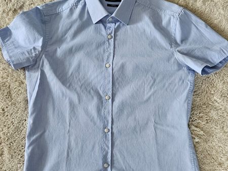 Chemise manches courtes BOSS homme, bleu clair, slim fit,...