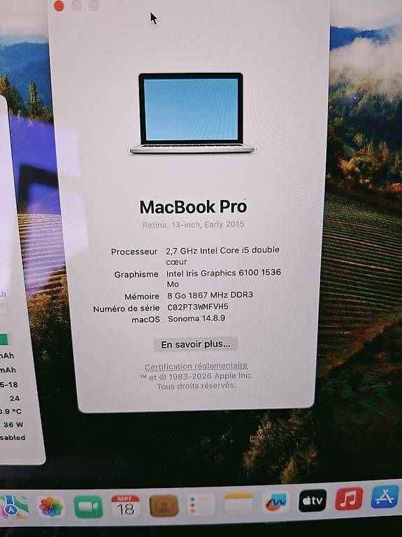 Portables: Macbook Pro 13 2015 batterie 97% – D'occasion à La Chaux-de-Fonds par Honit 2