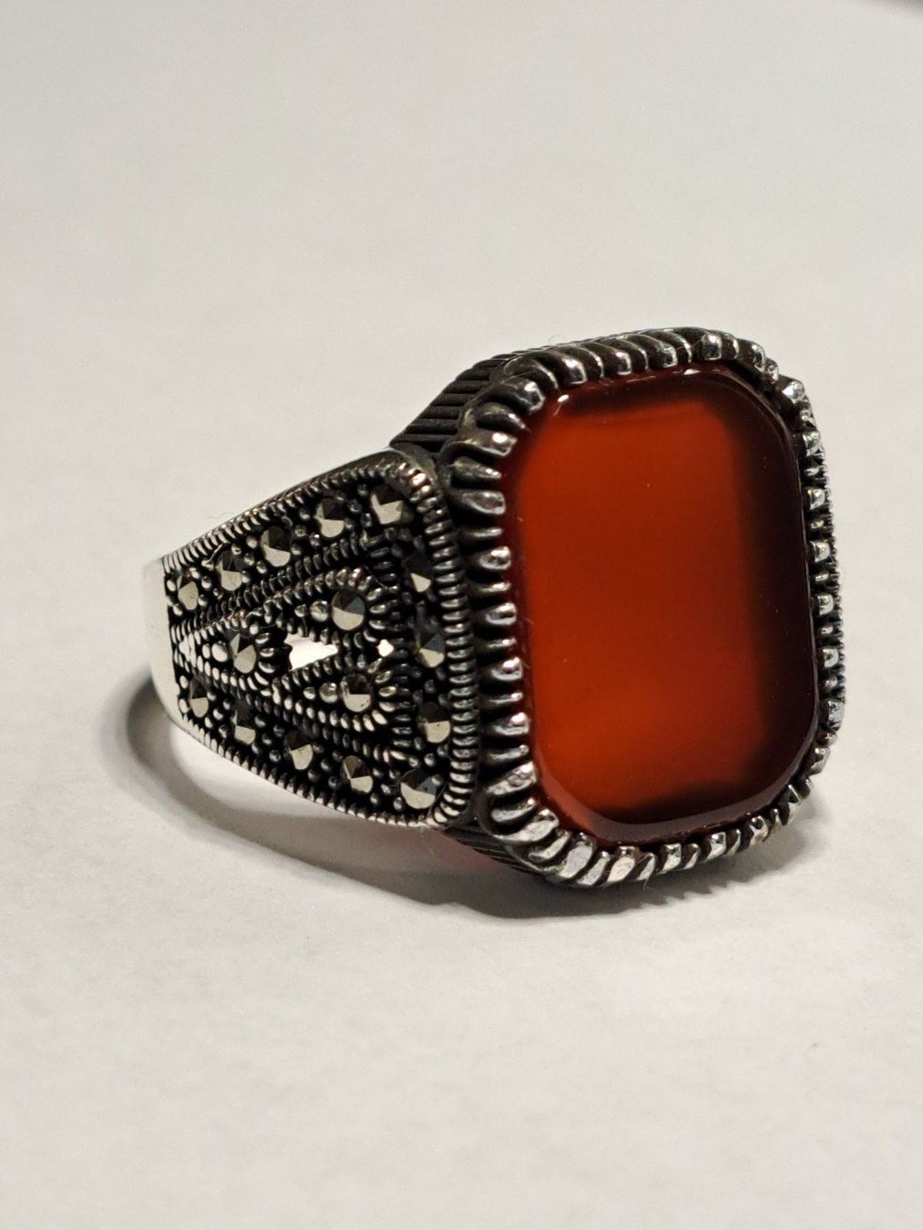 Ringe: 0030 - Bague en argent, Agate orange, taille 64 – Neu und originalverpackt aus Neuchâtel von NIDAVELIR