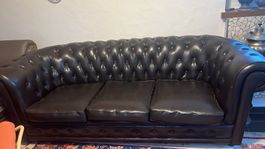 Chesterfield Sofa und Sessel Leder braun gebraucht