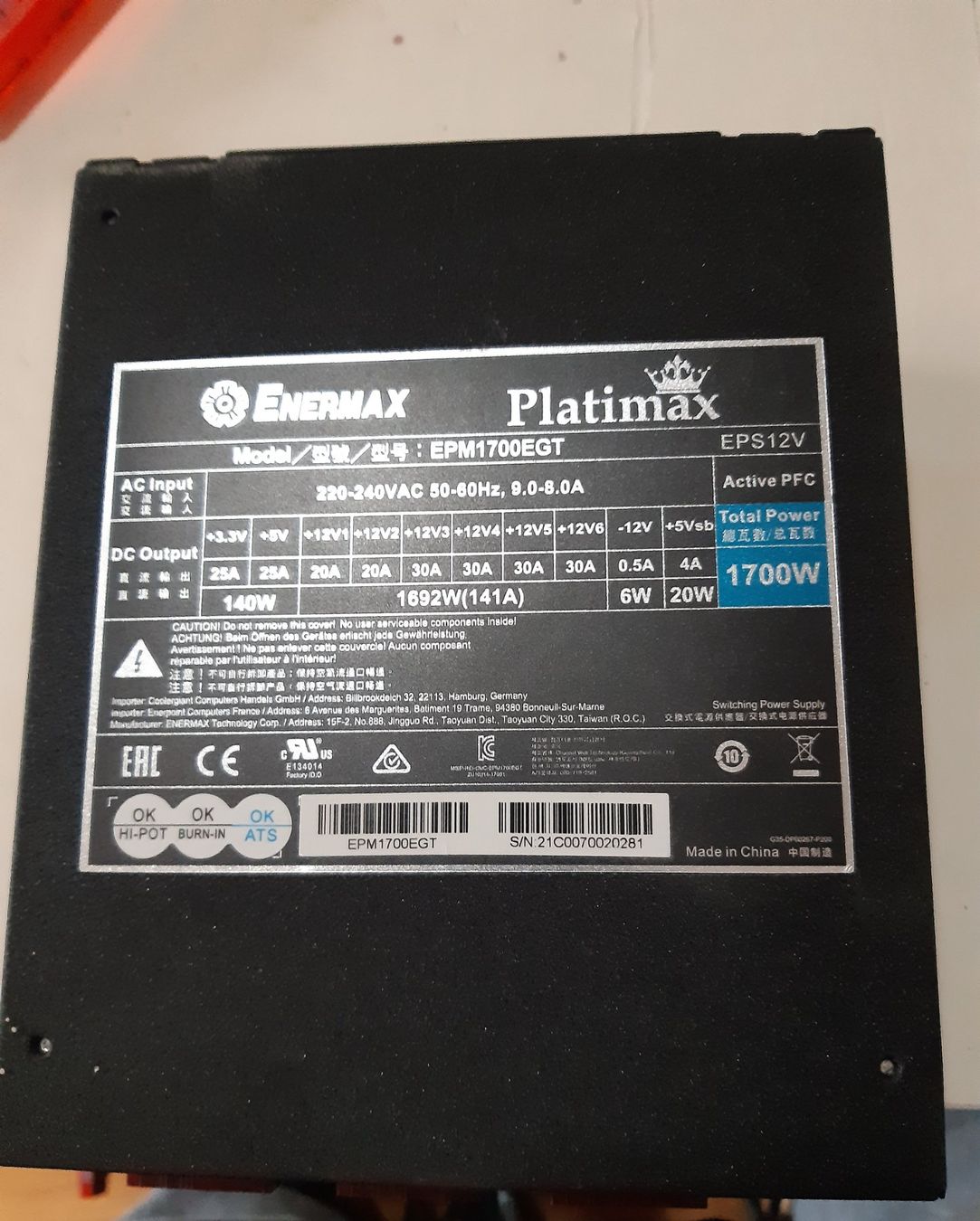 PC: Enermax Platimax 1700w Netzteil – Usato da Birsfelden venduto da Alepunch 1
