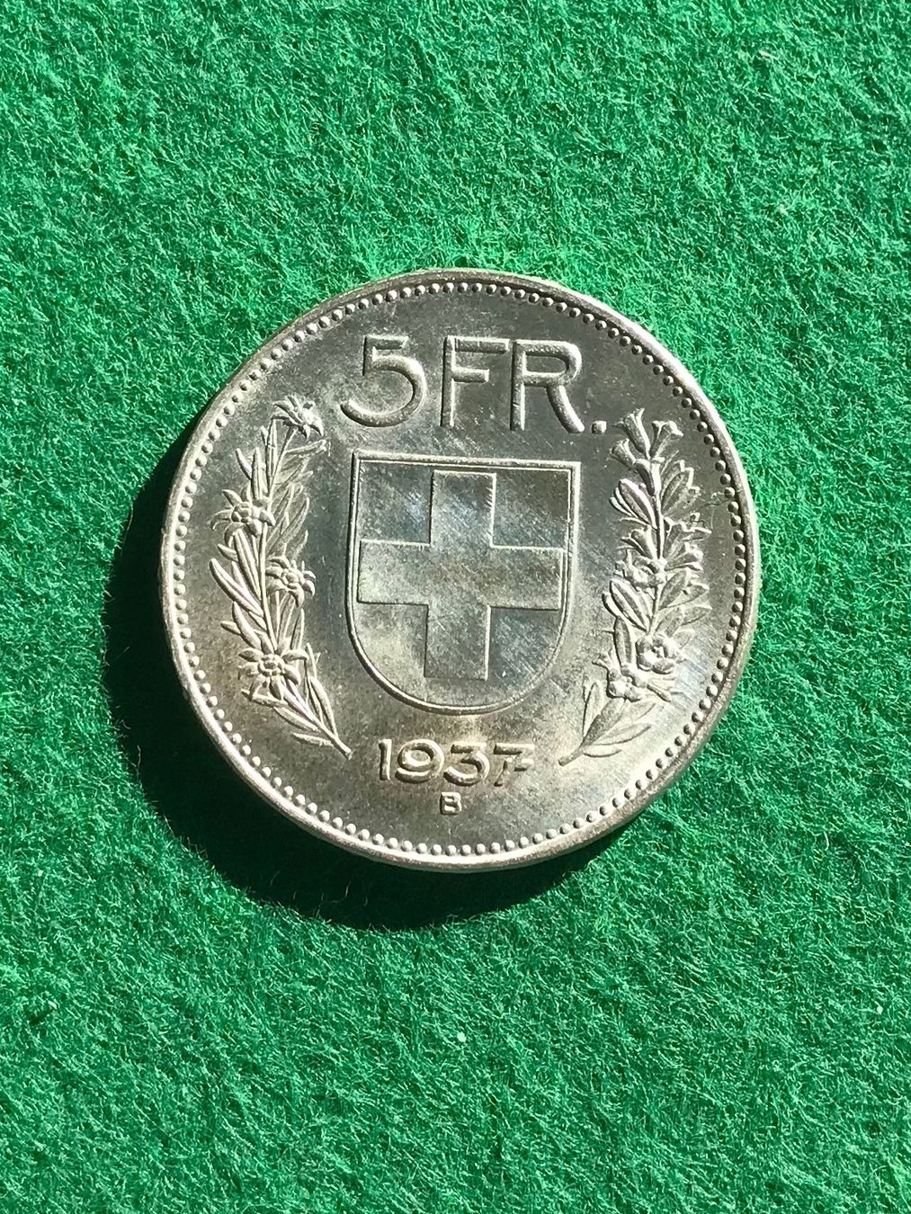 Tutti le monete: 5  Franken   1937   unc. – Usato da Viganello venduto da Plausch8
