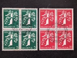 1939 Schweizerische Landesaustellung Zürich, 4er Block gest.