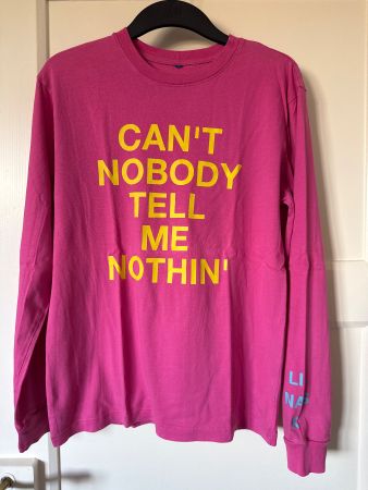 Langarm Shirt Pink mit Neon Schriftzug Grösse M