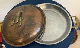 Kupferpfanne mit Hummer-Motiv und Deckel Ø 36 cm gebraucht