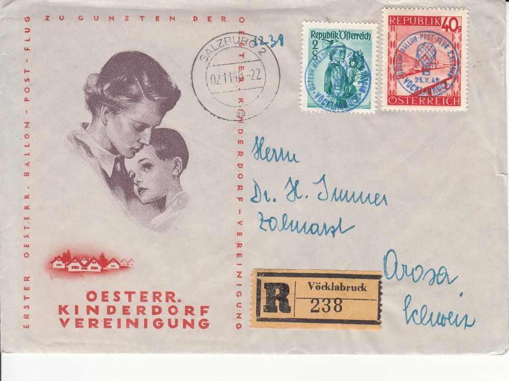 Tutti i francobolli: Ballonpost Österreich 1948 – Usato da Bürglen TG venduto da StampGraf