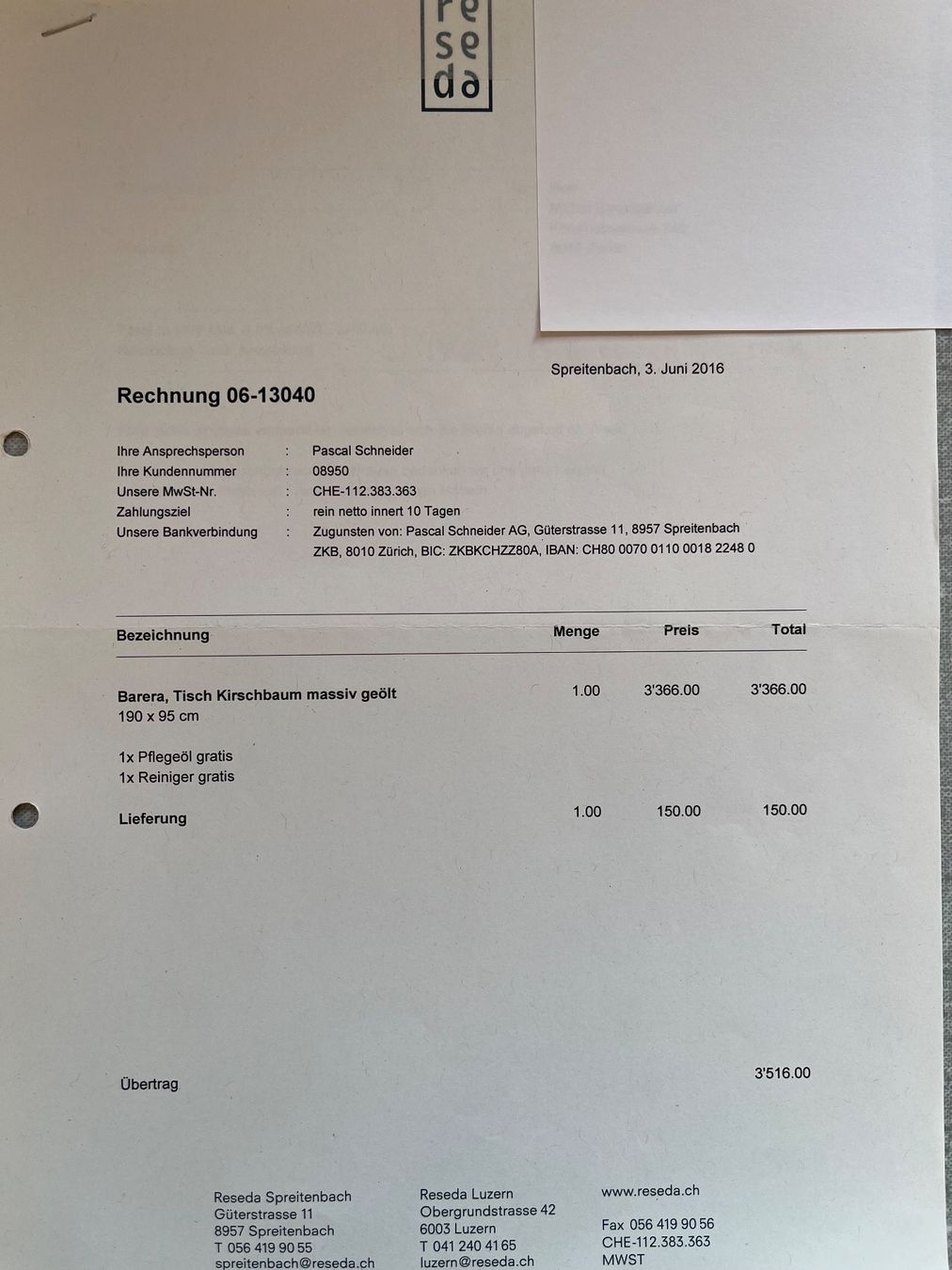 Tavoli: Tisch massiv von Reseda – Usato da Zürich venduto da Mba7 3