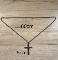 Edelstahl Halskette mit Kreuz Anhänger, ca. 60 cm