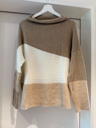 Damen Pullover mehrfarbig beige weiss