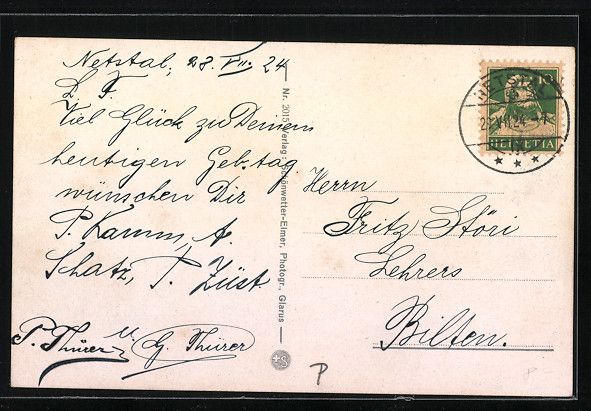 Cartoline postali: Glarus, Hotel Glarnerhof, Volksgarten un – Usato da Berlin venduto da bartko-reher 1