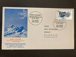 Schweiz 1963 ill.Flugbrief 25 J Pro Aero Bern Locarno