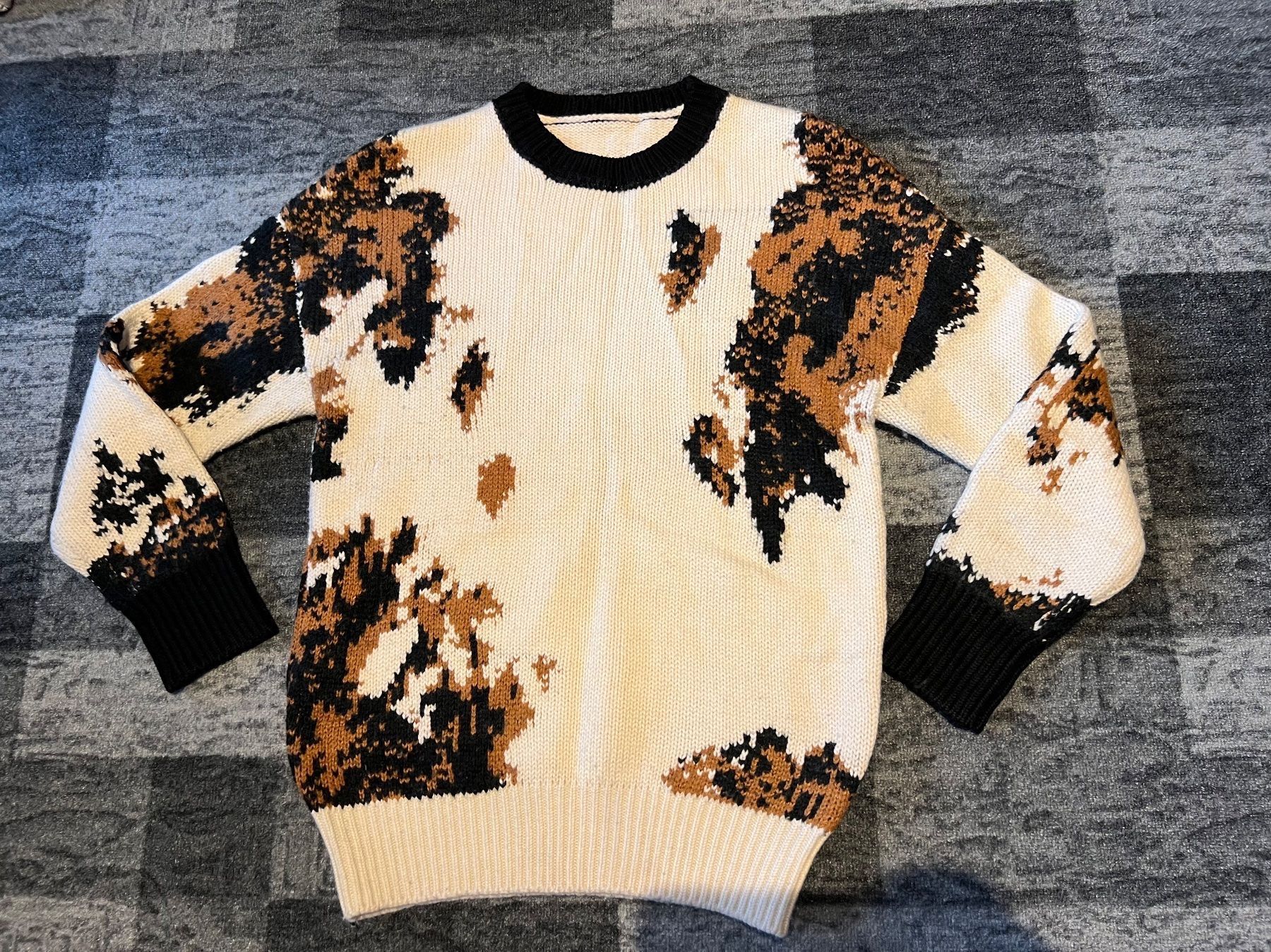 Maglioni & Felpe: Dicker Winter Herbst Pullover Frauen Braun weiß Gr L – Usato da Frenkendorf venduto da Style365