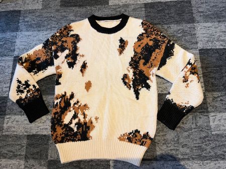 Dicker Winter Herbst Pullover Frauen Braun weiß Gr L