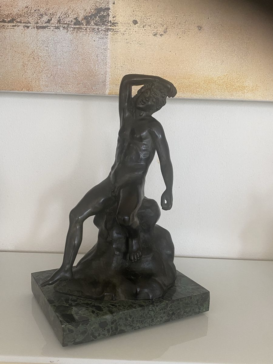 Sculture & Statue: Patinierte Bronzefigur des Narziss – Usato da Luzern venduto da S.Kern01 1