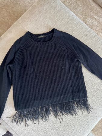 Schwarzer Weekend Max Mara Pullover mit Fransen, Gr. M