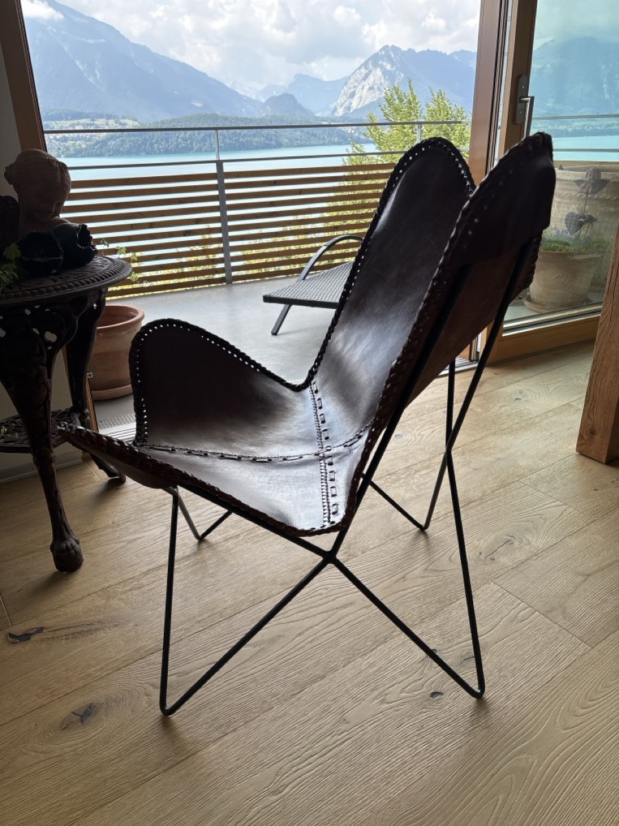 Sessel: Sessel Butterfly Brown Ecco Leder / Metall – Neu (gemäss Beschreibung) aus Gunten von tibisti 1