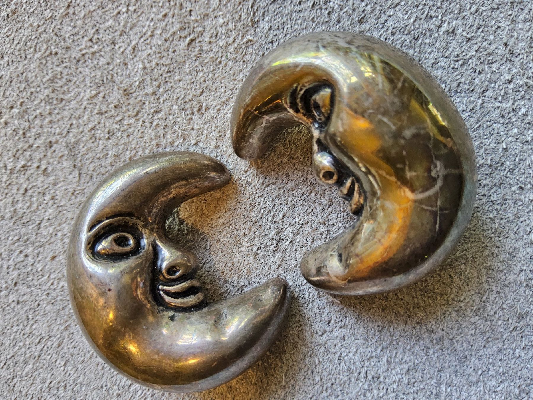 Orecchini pendenti & Orecchini a lobo: Vintage versilberte Halbmond Ohrclips – Usato da Zürich venduto da SciTec