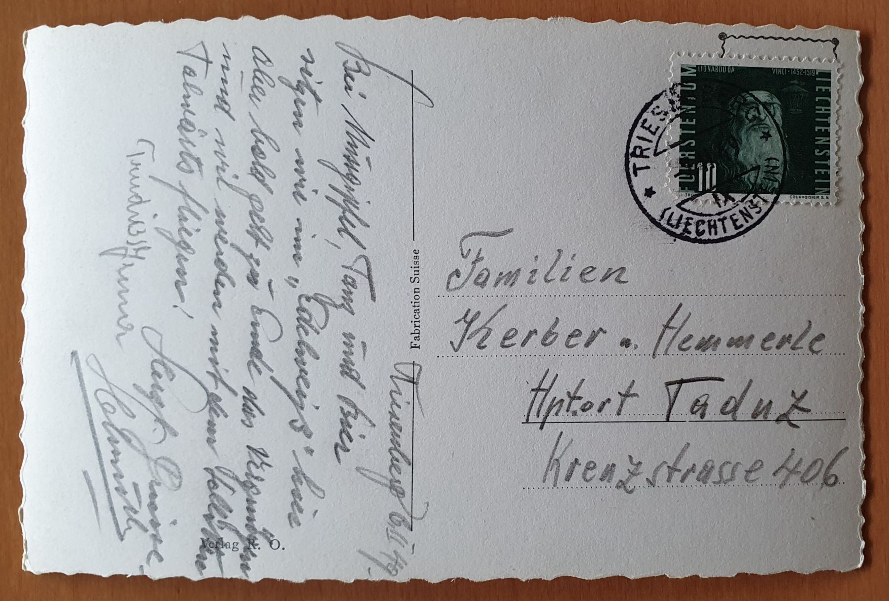 Cartoline postali: Liechtenstein  - Triesenberg 1949 – Usato da Kreuzlingen venduto da Rschweiz1 1