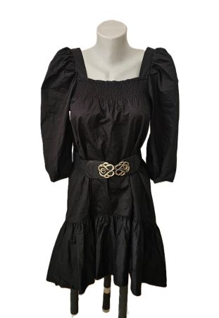 Elegantes Kleid Schwarz mit Puffärmeln H&M Gr. XS
