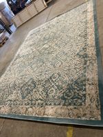 Teppich mit Ornamentmuster blau beige rechteckig neu