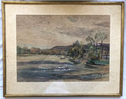 Gustav Gamper (1873-1948) - Aquarell - "Flusslandschaft"