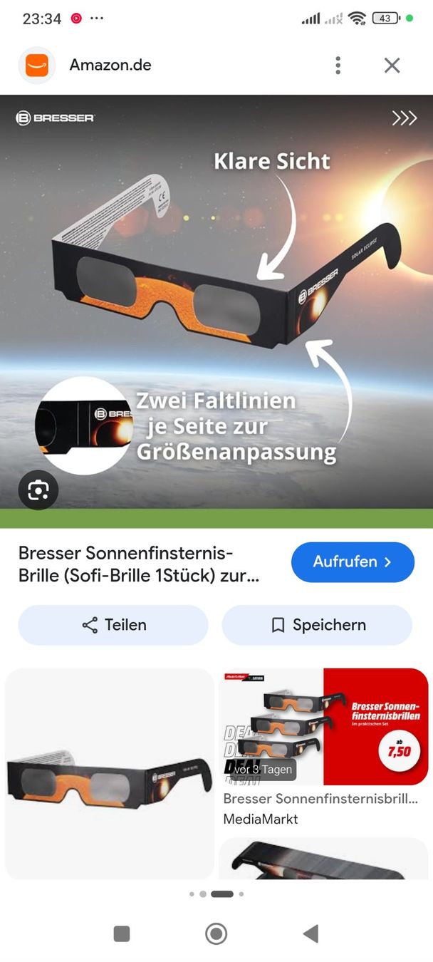 Lunettes & Verres: 4Stk Bresser Solar Eclipse Sonnenfinsternis-Brille – Neuf avec emballage d'origine à Zermatt par aventure_10 8
