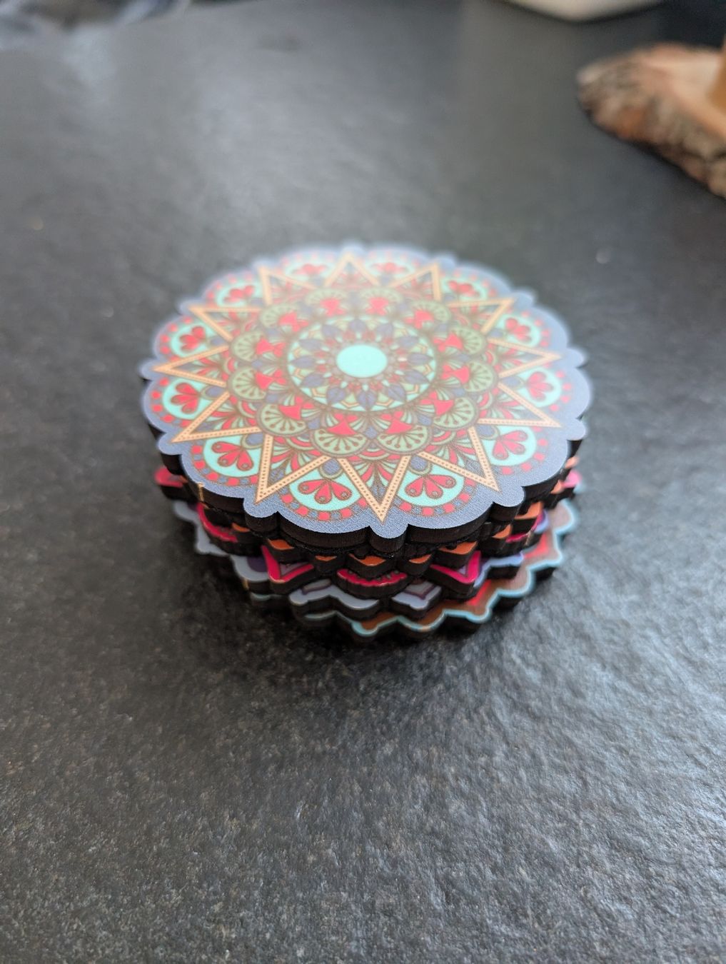 Sottobicchieri: 6er-Set farbenfrohe Mandala-Untersetzer, Boho / Orient Style – Nuovo (secondo la descrizione) da Wittenbach venduto da cikali 1