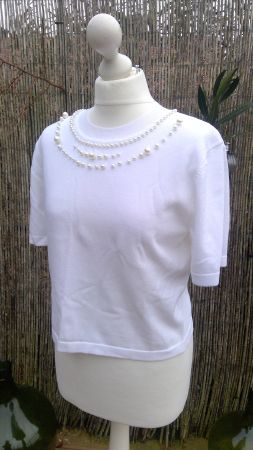 T-shirt blanc avec perles ZEBRA, taille XL, NEUF