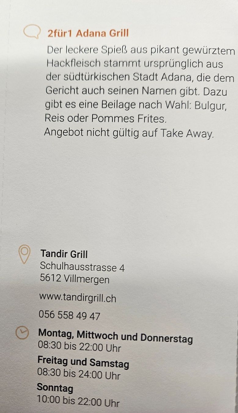 Buoni: Restaurant Tandir Grill Villmergen – Nuovo (secondo la descrizione) da Uezwil venduto da Jasmin_ 1