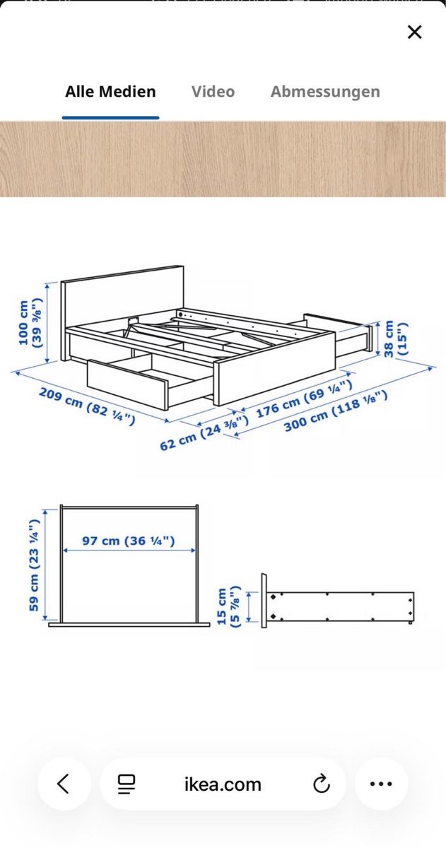 Ikea Letti: Bettgestell mit Schubladen 160x200 cm – Usato da Zürich venduto da bluetuesday 2