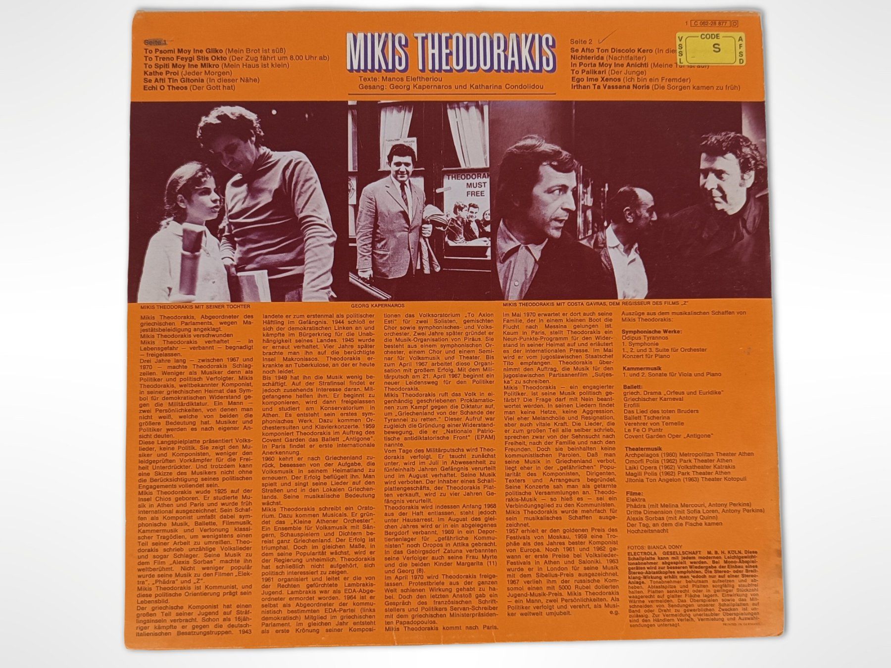 Dischi in vinile: Vinyl MIKIS THEODORAKIS 12 VOLKSLIEDER – Usato da Suhr venduto da Restwert_Suhr 2