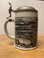 Bier Humpen / Keramik mit Zinndeckel