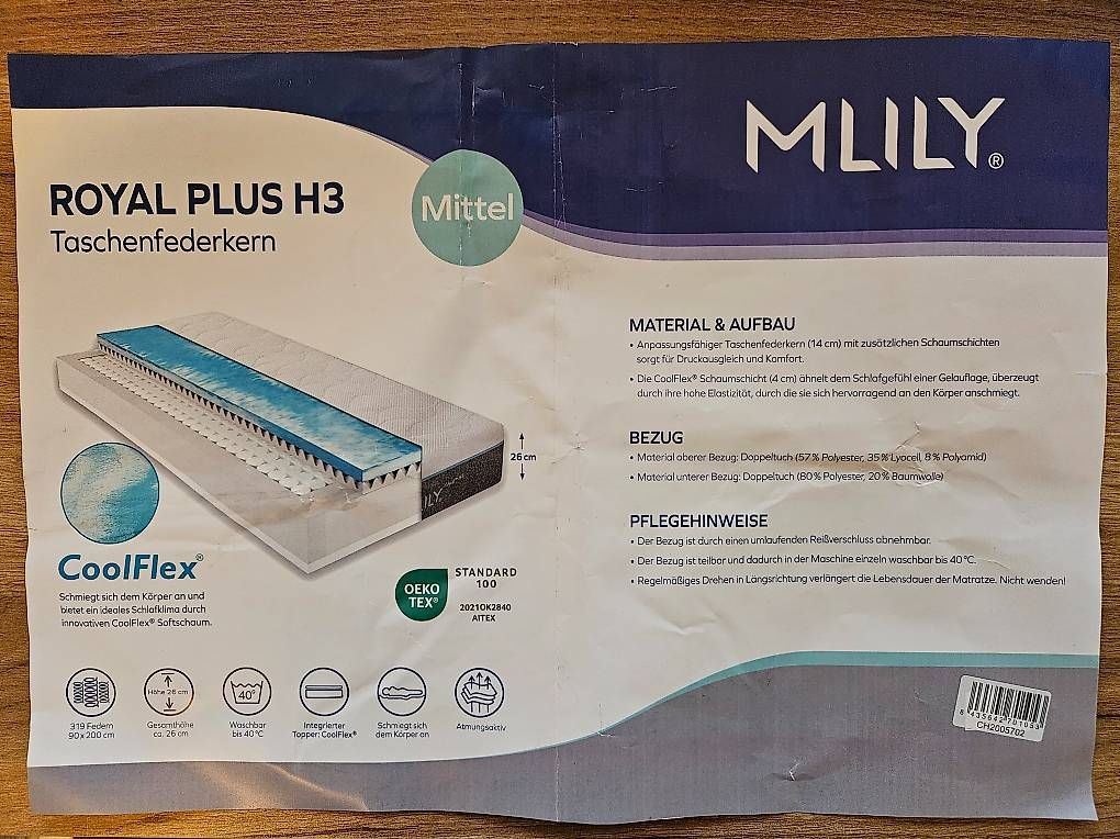 Materassi: MLILY Royal Plus Taschenfederkernmatratze – Usato da Beringen venduto da Oliator 1
