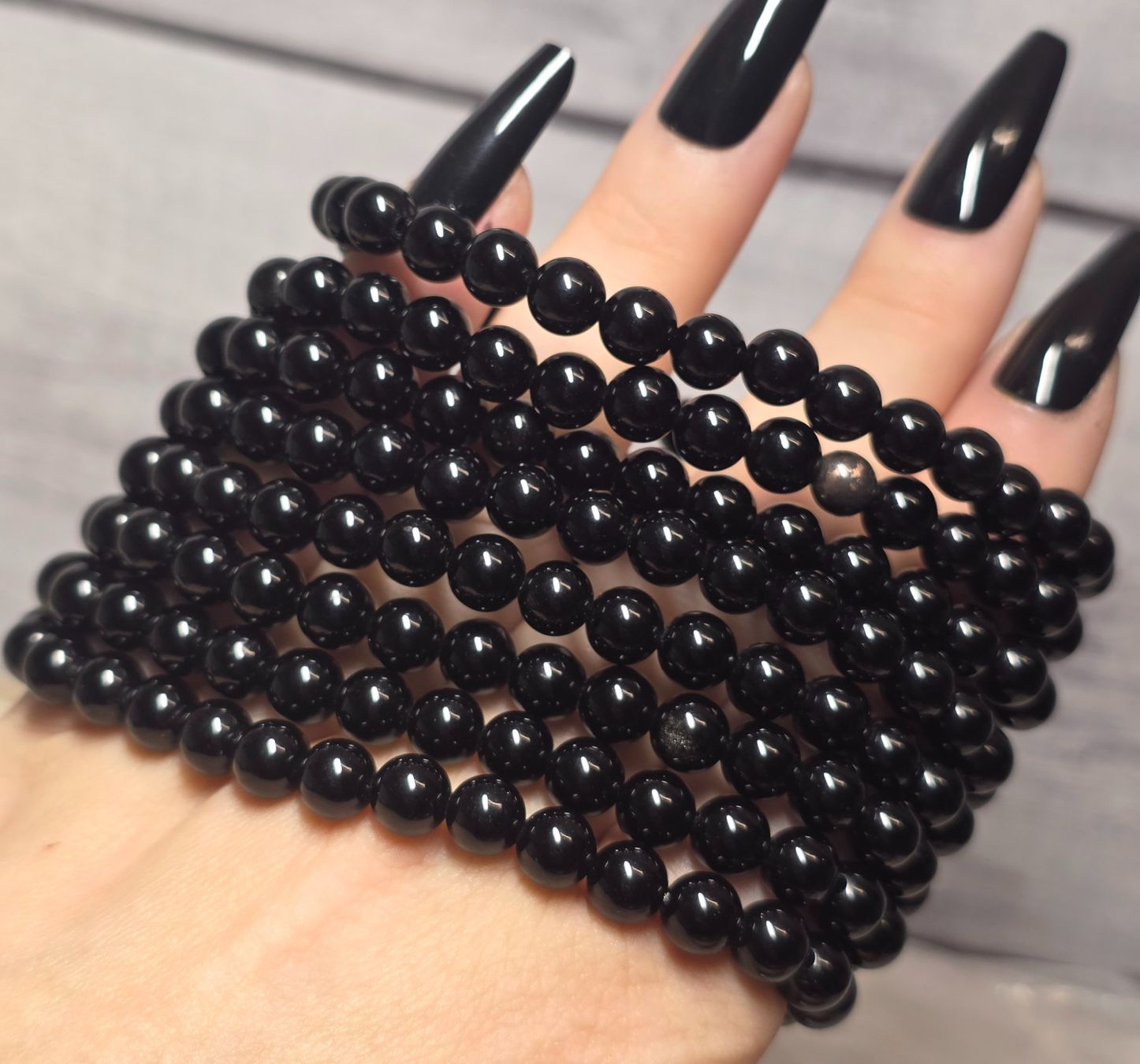 Minerali & Pietre curative: Schwarzes Obsidian Armband 6.7mm – Nuovo e nell'imballaggio originale da Matzingen venduto da Shay_Crystalz