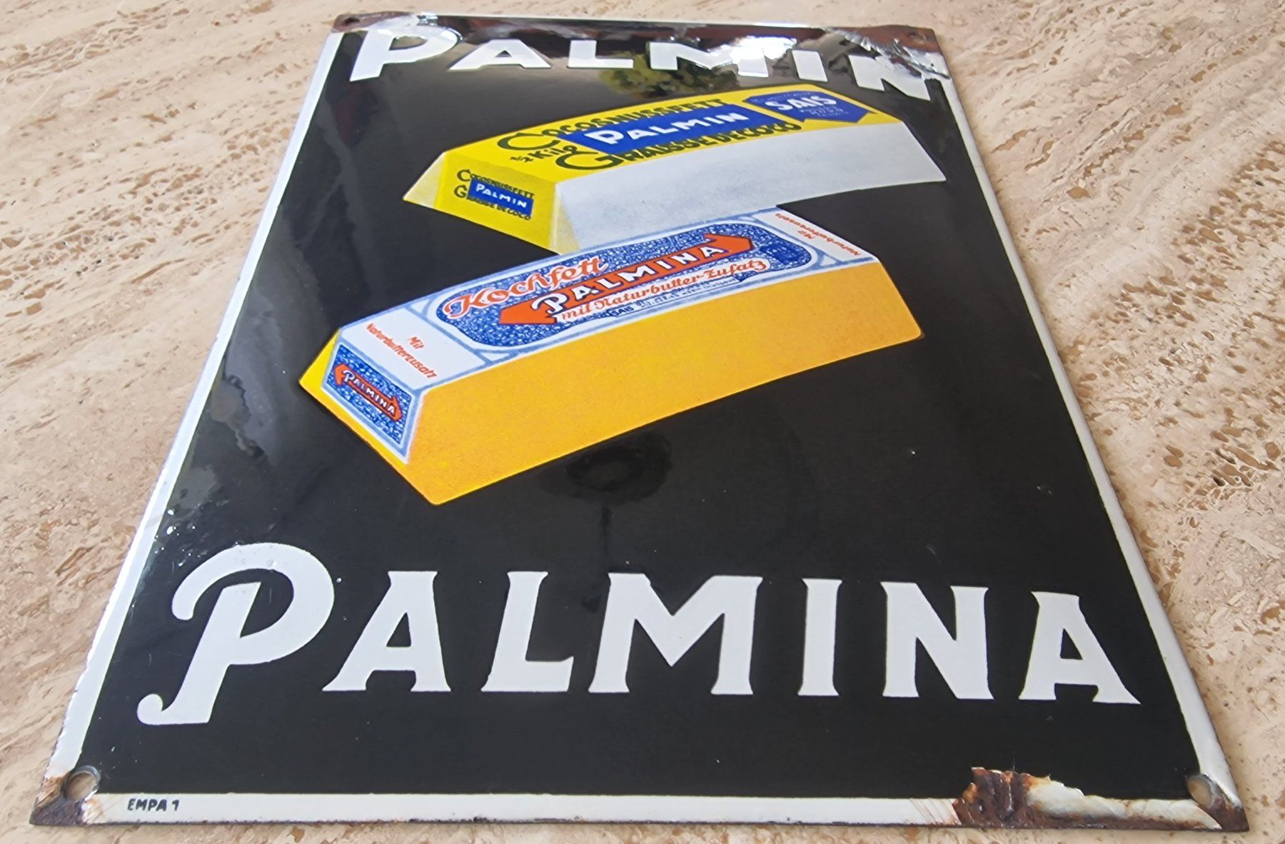Insegne: Emailschild " PALMIN PALMINA " altes CH Original – Usato da Wagen venduto da email-ernst 1