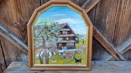 Dorli Kläger naive Kunst Kühe Bauernhaus Katzen