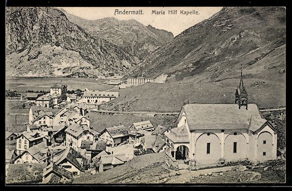 Cartoline postali: Andermatt, Panorama mit Maria Hilf Kapel – Usato da Berlin venduto da bartko-reher