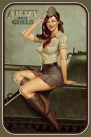 Blechschild-SALUTIERENDES ARMY PIN UP GI