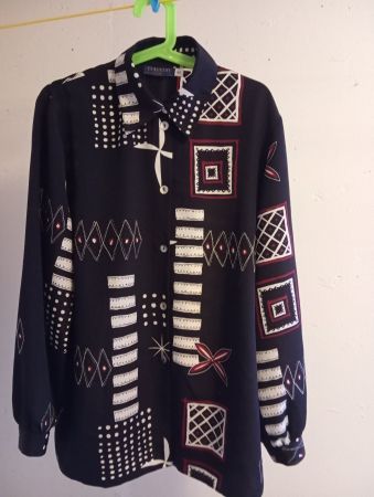 Elegante Bluse BIAGGINI Gr. 44 schwarz/weiss Muster