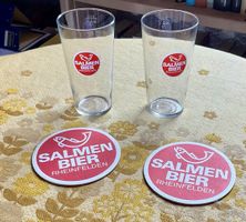 Salmen Bier Rheinfelden Gläser, 2 Stück, mit Untersetzer🍻