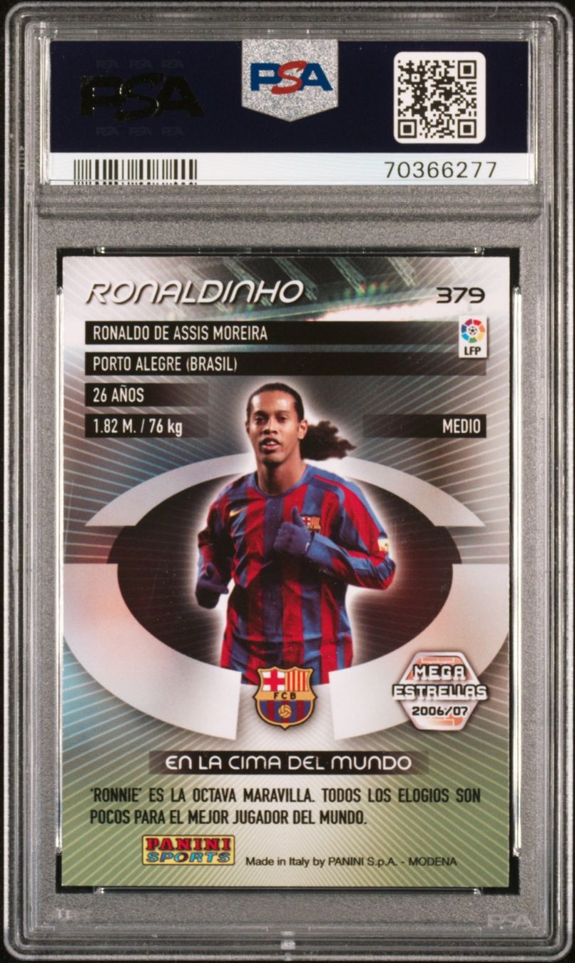 Panini Carte collezionabili: PANINI MEGACRACKS 2006 RONALDINHO PSA 9 – Usato da St. Gallen venduto da Matrix023 1