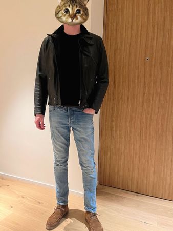 Herren Lederjacke Emporio Armani Gr. 48 Schwarz