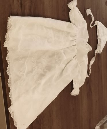 Selten-einzigartig$$Taufkleid (3-6 M) Haube weiss (wie neu)