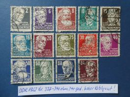 DDR 1952 Nr. 327-341 ohne 340 gestempelt, hoher Katalogwert